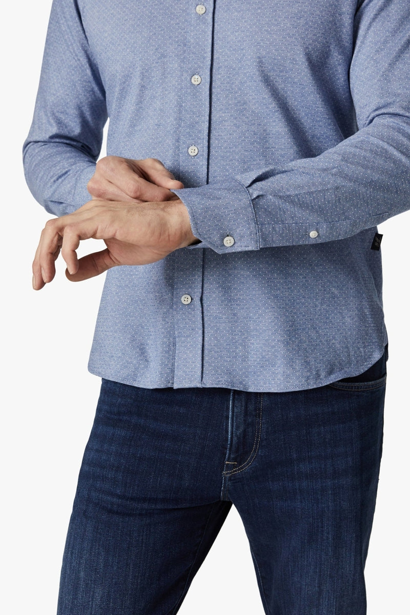 Wholesale,34 Heritage, 34 Heritage Indigo Star Print Jacquard Shirt, Blue, Large-48-TagL
