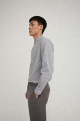 FYNE Navy/White Stripe Stand Collar Shirt