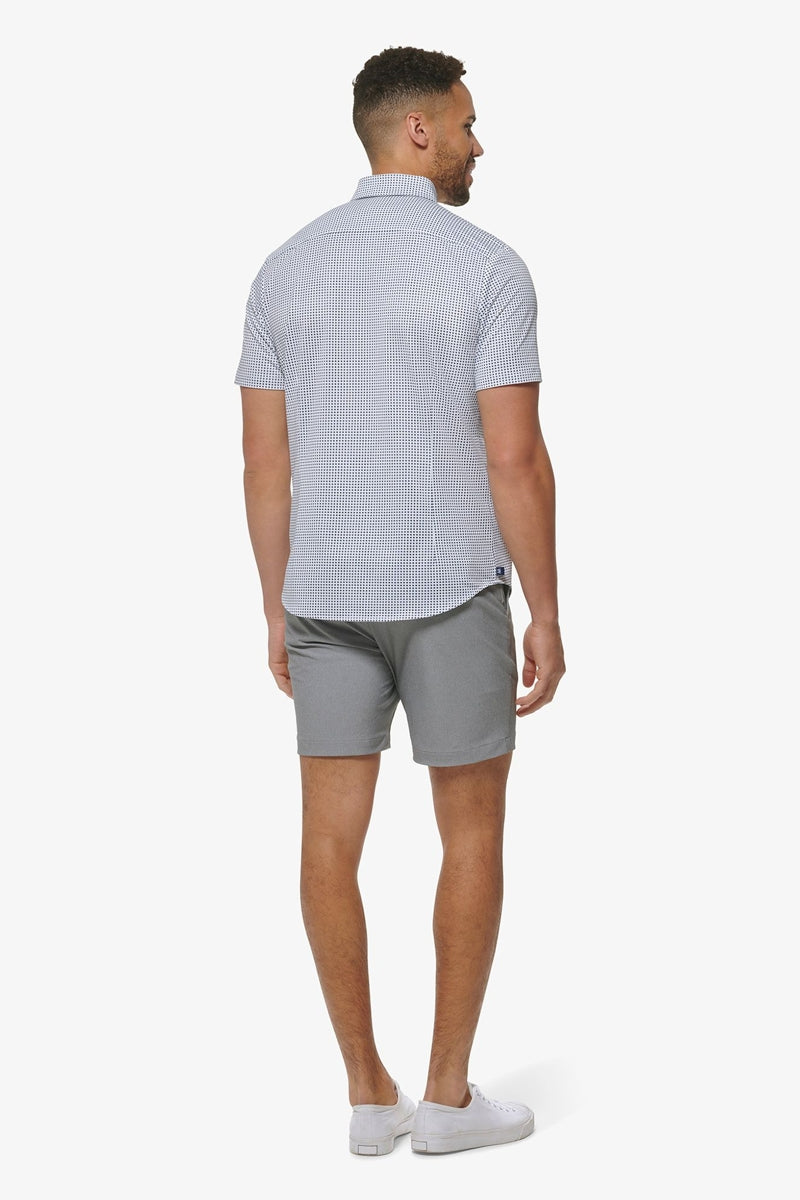 Wholesale,Mizzen + Main, Mizzen + Main Blue Geo Twill Print No-Tuck Trim Shirt, Blue, Medium-43-TagMLarge-46-TagLExtra Large-49-TagXLExtra Extra Large-52-TagXXLSmall-41-TagS