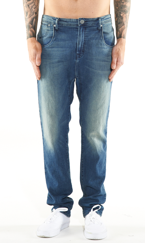 Wholesale,Reesedeluca, Reese De Luca Dark Blue Skinny Leg Stretch Denim Pants with Drop Crotch, Blue, 33W-32L-TagM