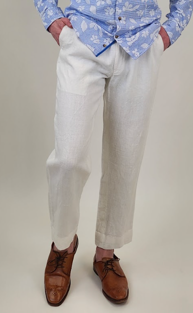 Sons + Fathers White Linen Tailored Pants