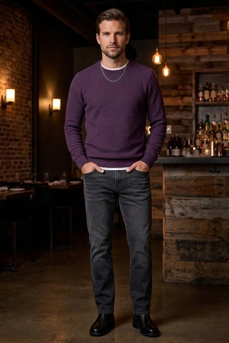 Wholesale,Marine Layer, Marine Layer Sangria Textured Merino Wool Blend Sweater, Purple, Small-42-TagSMedium-44-TagMLarge-46-TagLExtra Large-48-TagXLExtra Extra Large-50-TagXXL