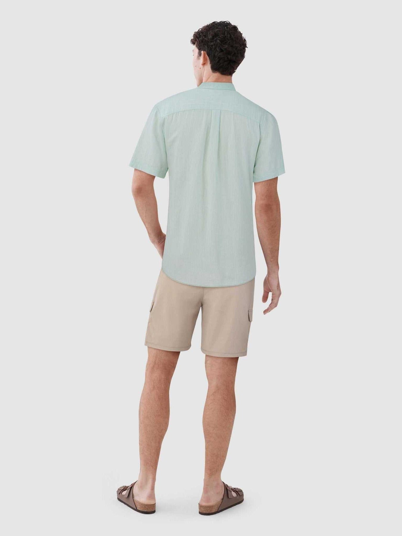 Faire,Surfside Supply, Surfside Supply Green 2 Tone Cotton Slub 1 Pocket Short Sleeve Shirt, Green, Large-44-TagL