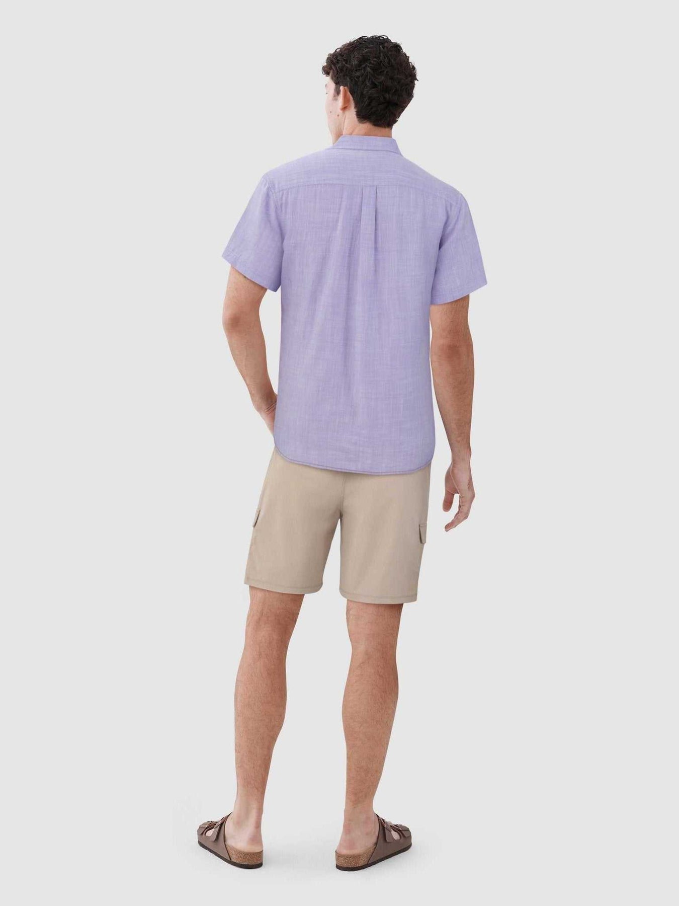 Faire,Surfside Supply, Surfside Supply Violet 2 Tone Cotton Slub 1 Pocket Short Sleeve Shirt, Purple, Large-44-TagL