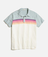 Marine Layer Blue/Cream Colorblock Striped Polo