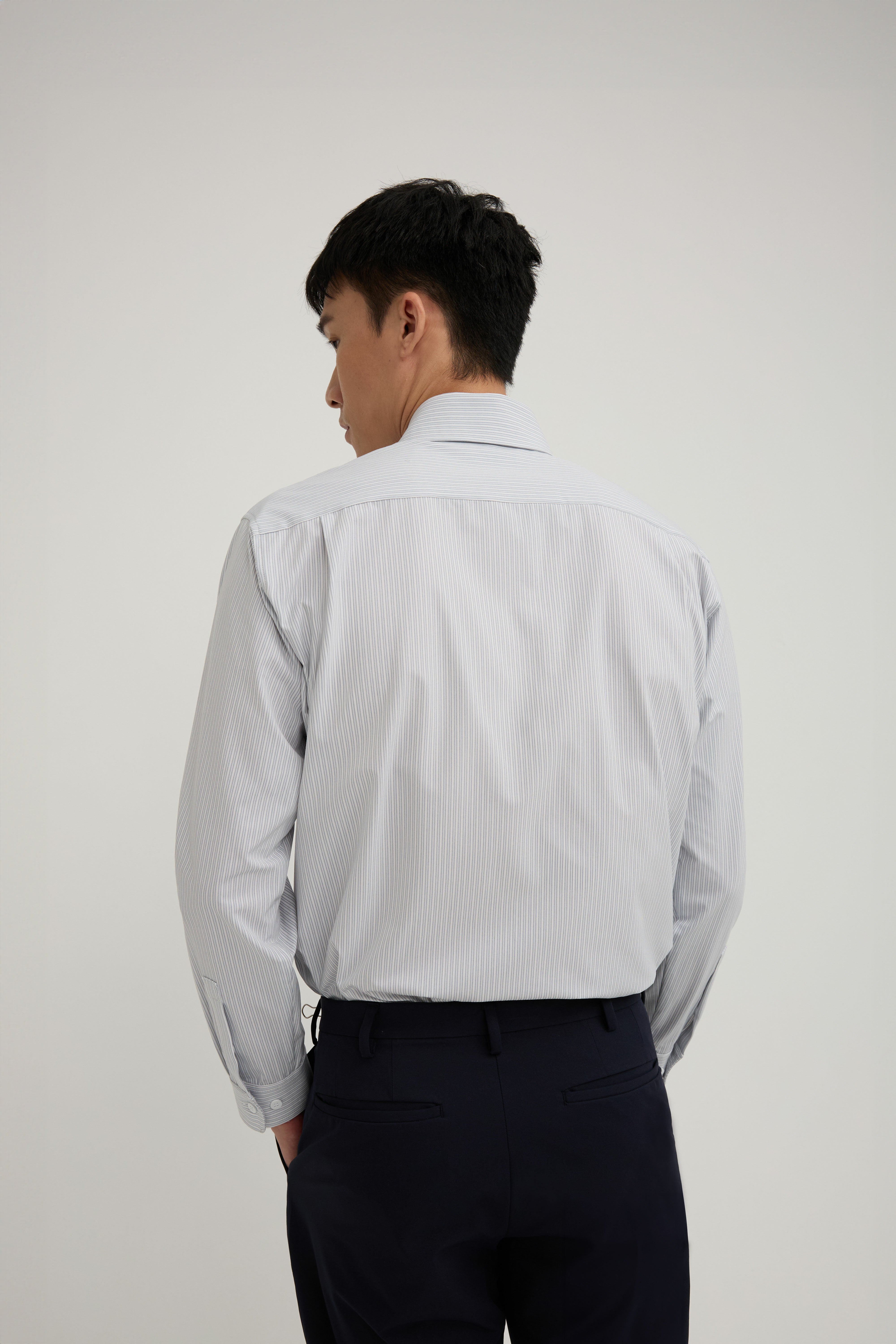 Direct From Brand,FYNE, FYNE Light Blue/White Stripe Moisture Absorption Shirt, Blue, Large-44-TagL