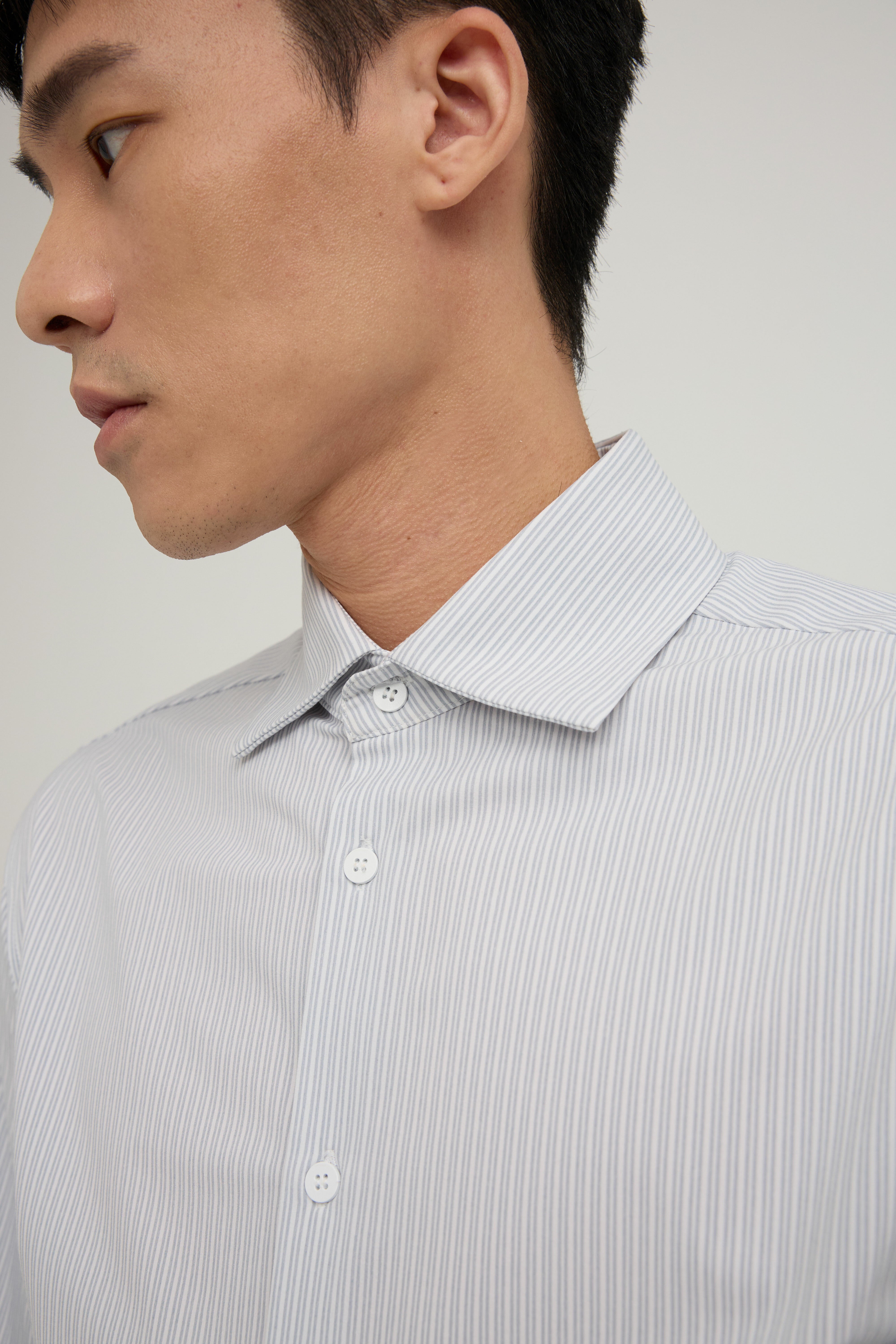 Direct From Brand,FYNE, FYNE Light Blue/White Stripe Moisture Absorption Shirt, Blue, Large-44-TagL