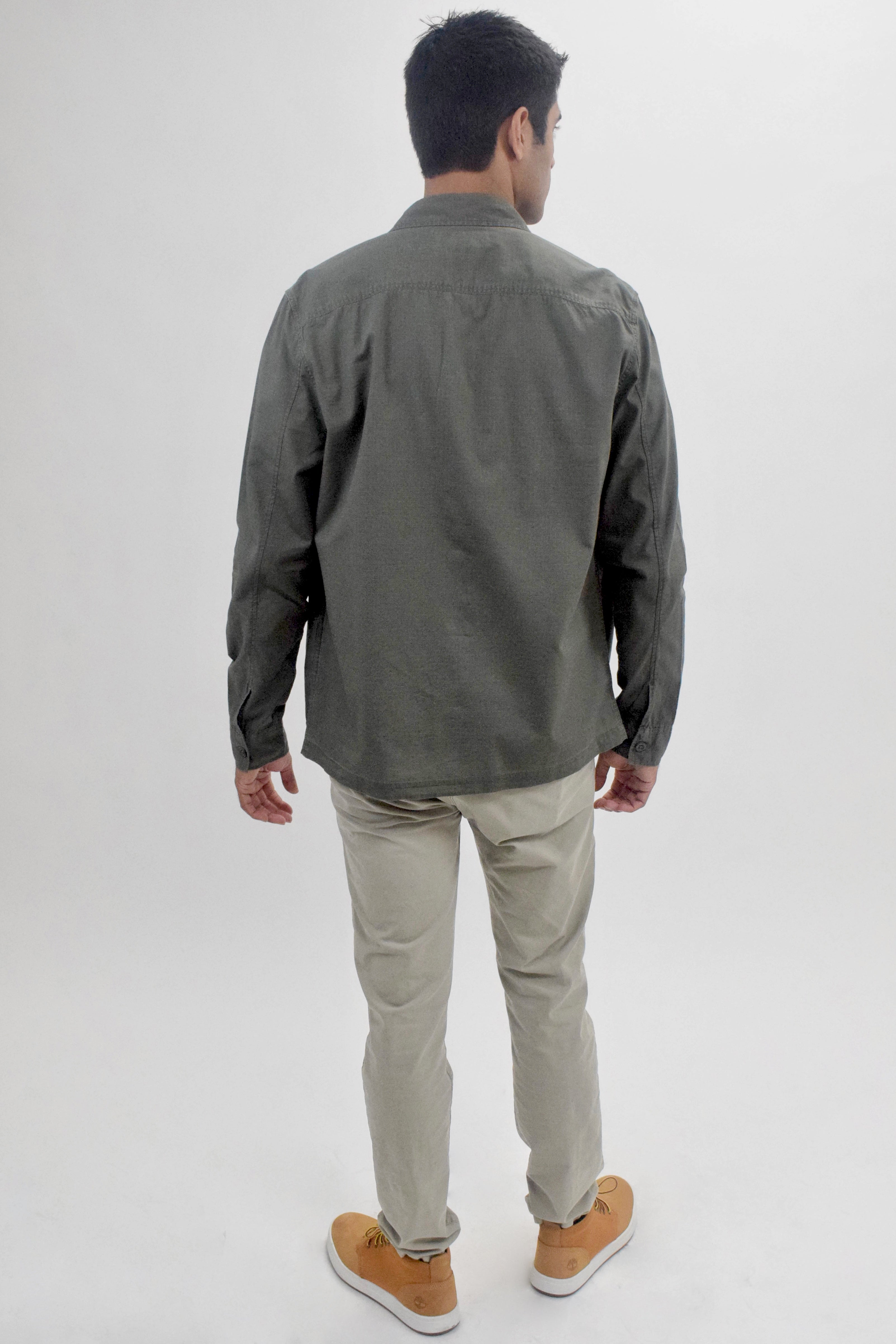 Otrium,AllSaints, AllSaints Olive Green Grid Textured Button Up Over Shirt With Chest Pockets, Green, Medium-46-TagM