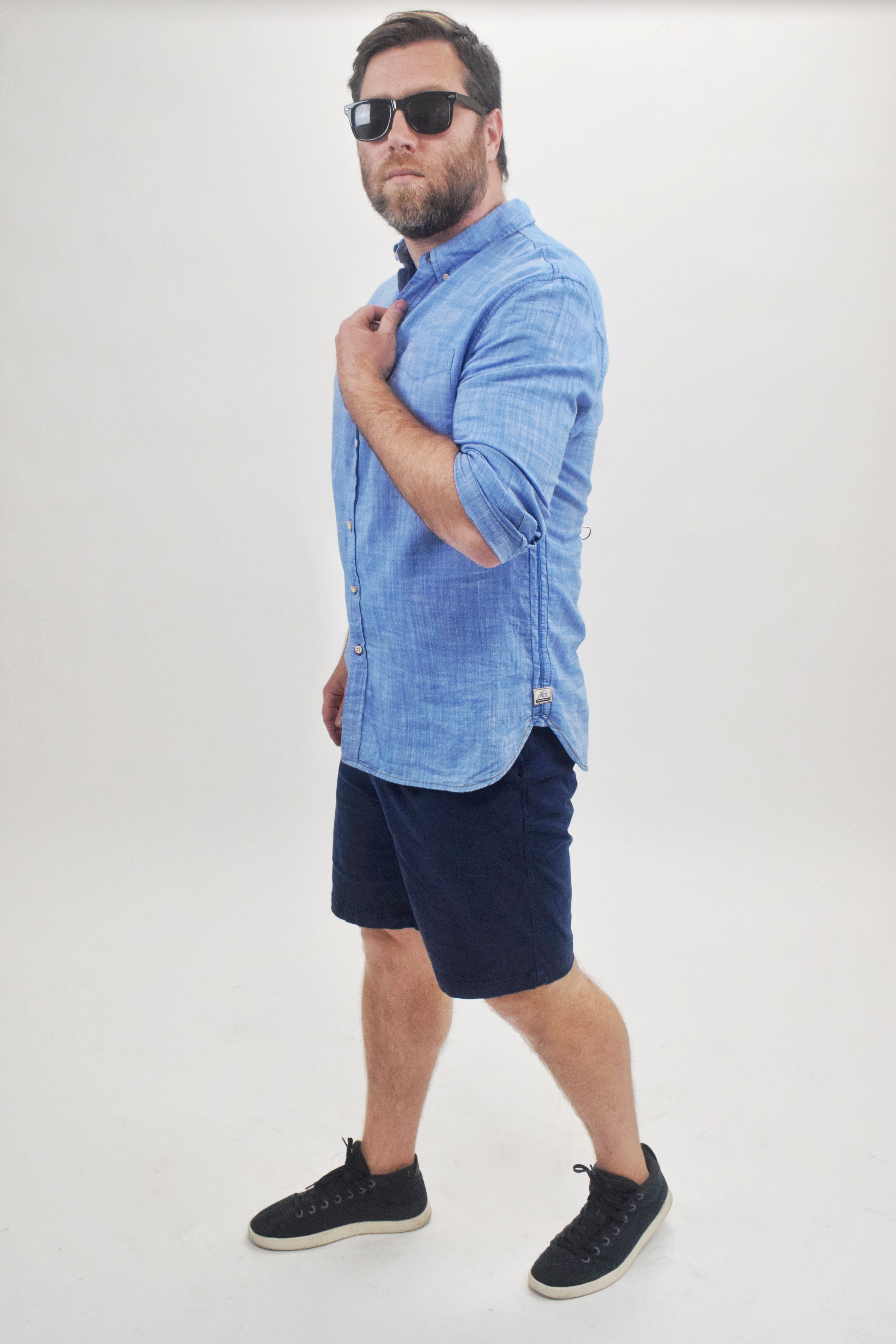 Faire,Surfside Supply, Surfside Supply Blue Airy Cotton Button Up Shirt With Front Chest Pocket, Blue, Extra Extra Large-52-TagXXL