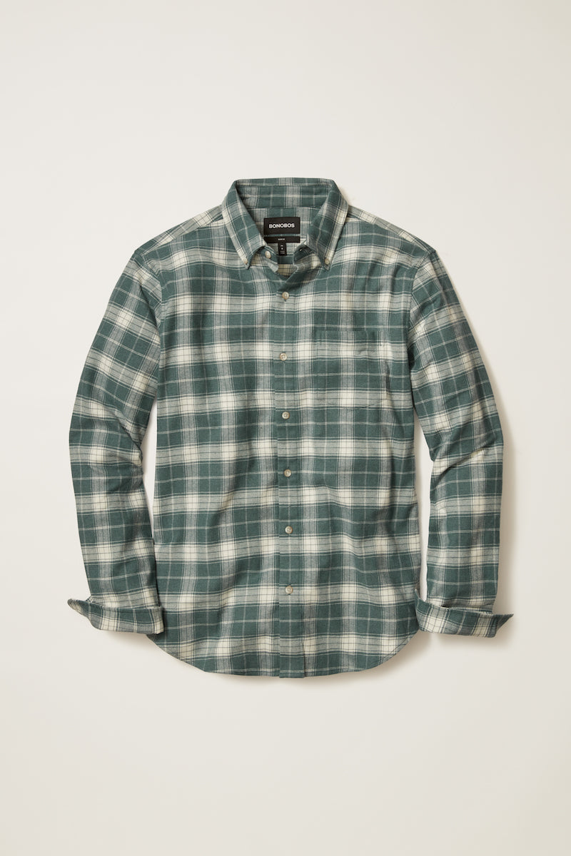 Bonobos Winter Forest Stretch Slim Plaid Flannel Shirt