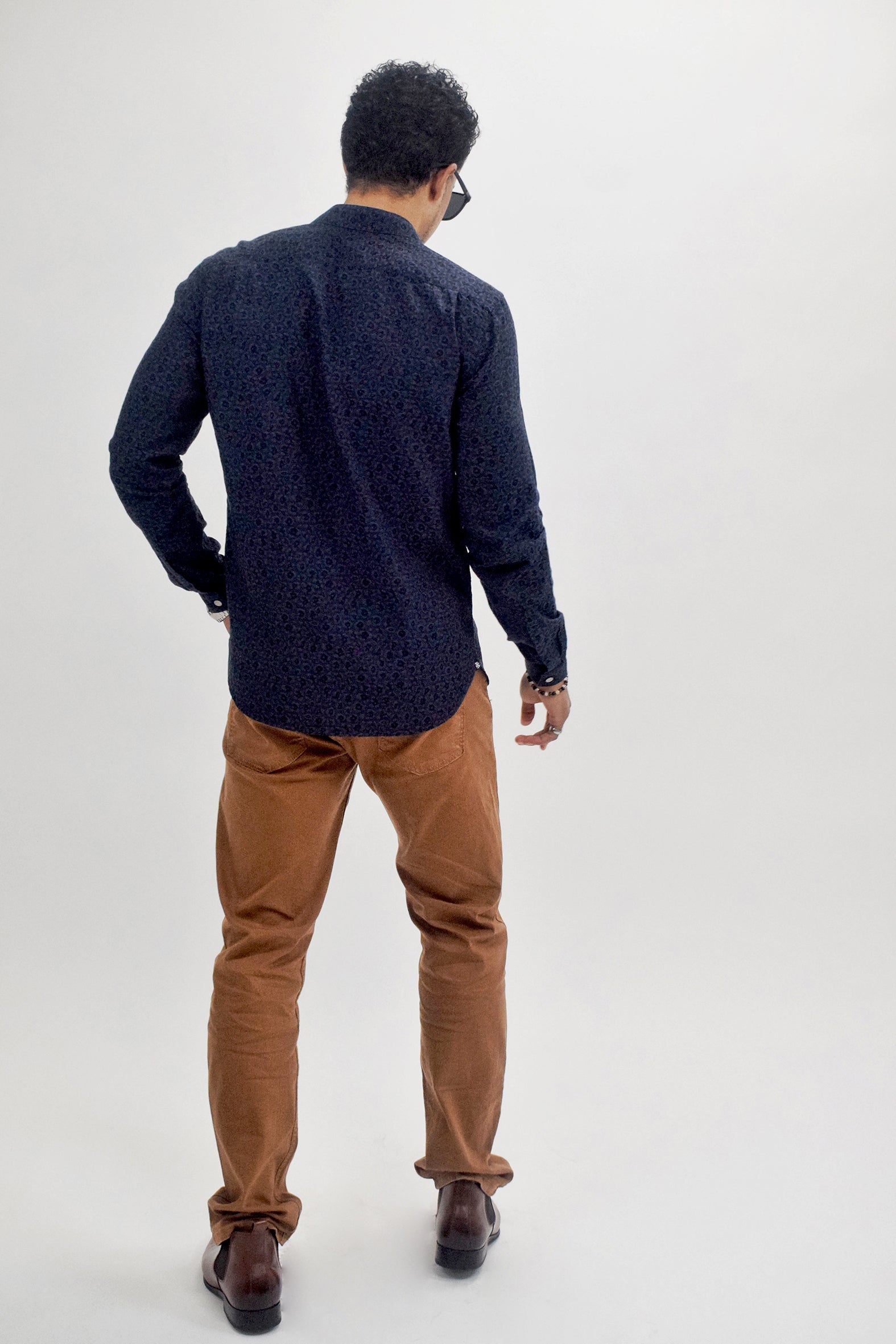 The RealReal,The Kooples, The Kooples Navy Tonal Animal Print Button Up Shirt, Blue, Small-41-TagS