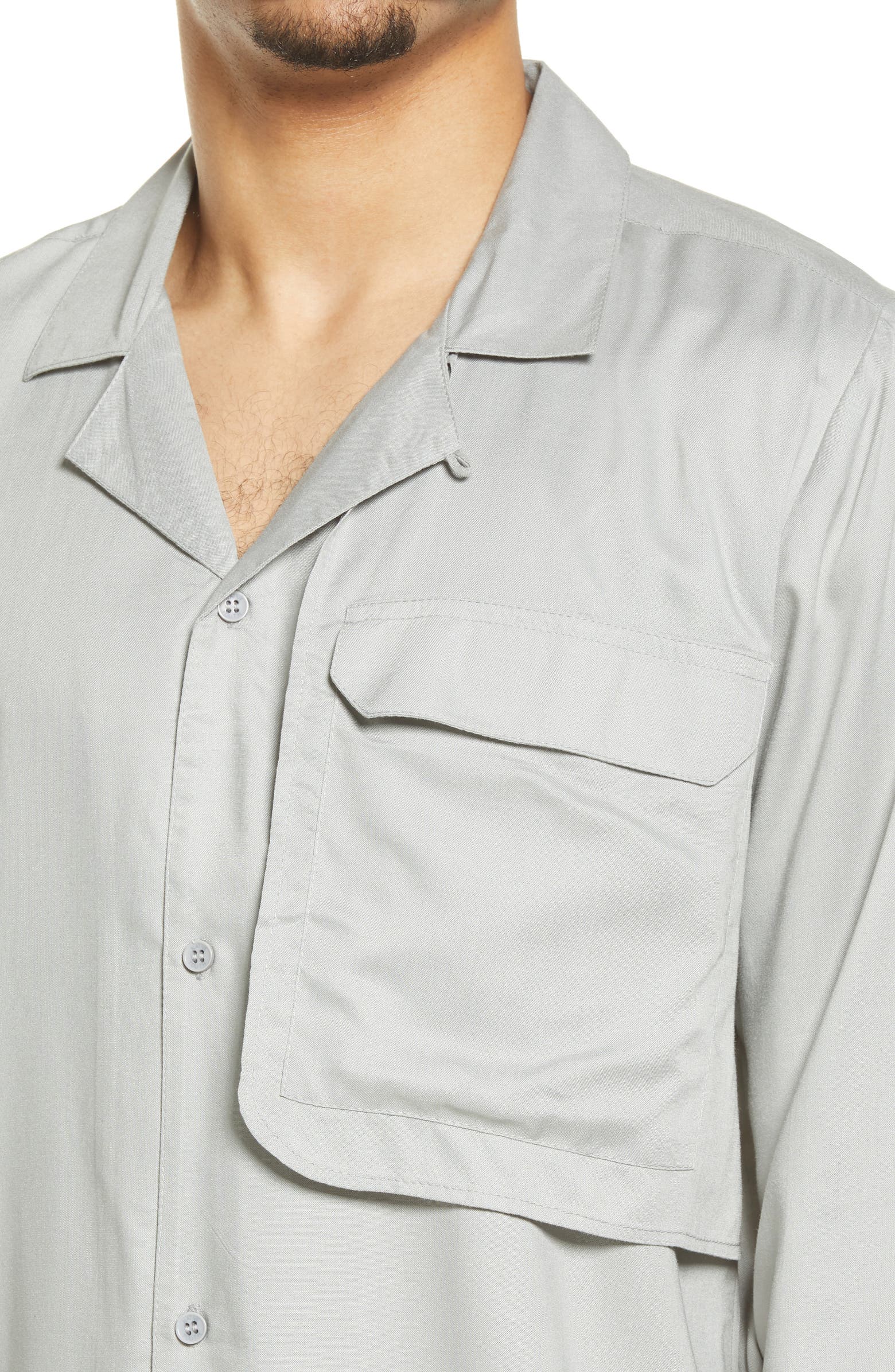 NORDSTROM RACK, Native Youth Grey Utility Button Up Shirt, Grey, Small-40-TagSSmall-41-TagS