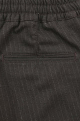 Jakamen Brown Pinstripe Drawstring Flannel Pant