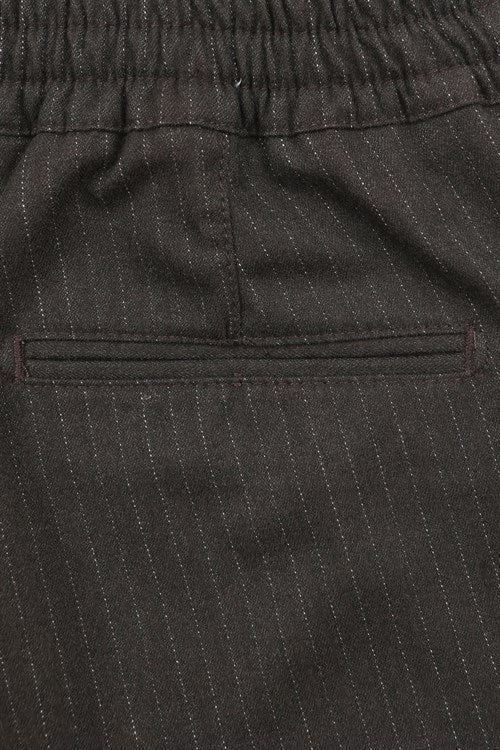 Jakamen Brown Pinstripe Drawstring Flannel Pant