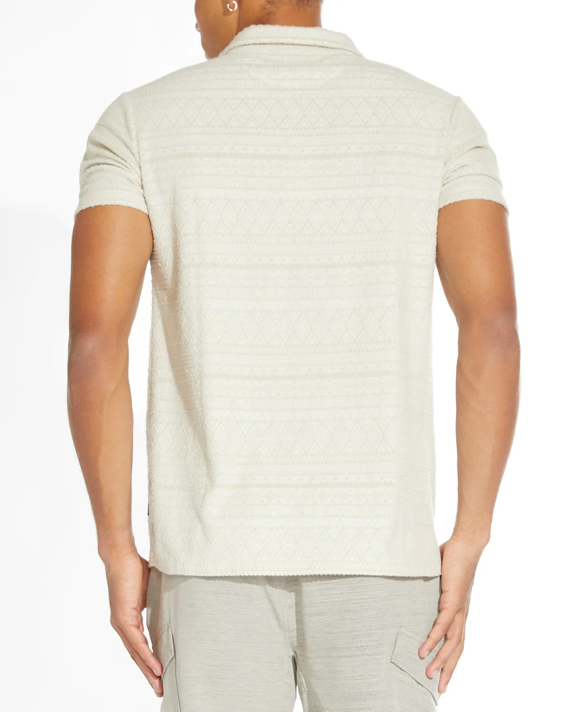 Wholesale,Civil Society, Civil Society Stone Jacquard Short Sleeve Resort Polo, Tan, Large-44-TagL