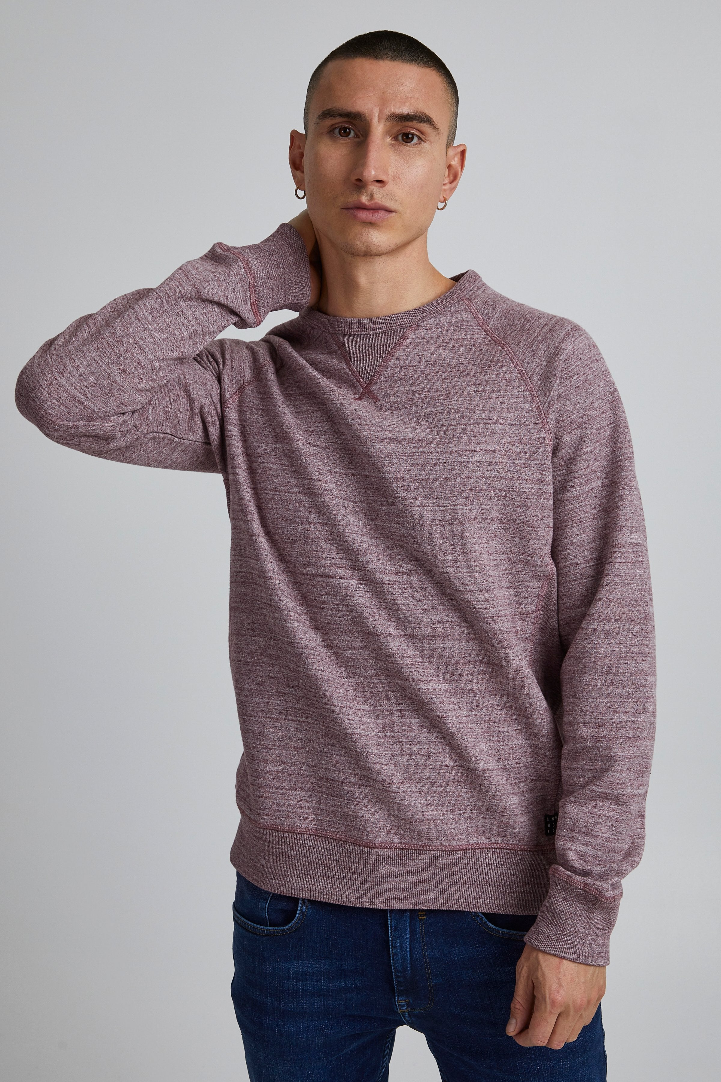 Other,Blend, Blend Wine Red Heather Crewneck Sweatshirt, Purple, Medium-44-TagL