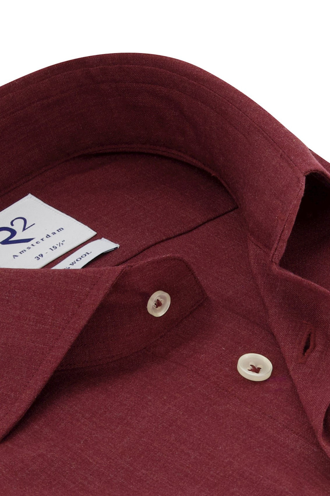 Brand Partner,R2 Amsterdam, R2 Amsterdam Dark Red 100% Merino Wool Long Sleeve Button Up Shirt, Red, Small-41-Tag39Medium-44-Tag40Large-46-Tag42