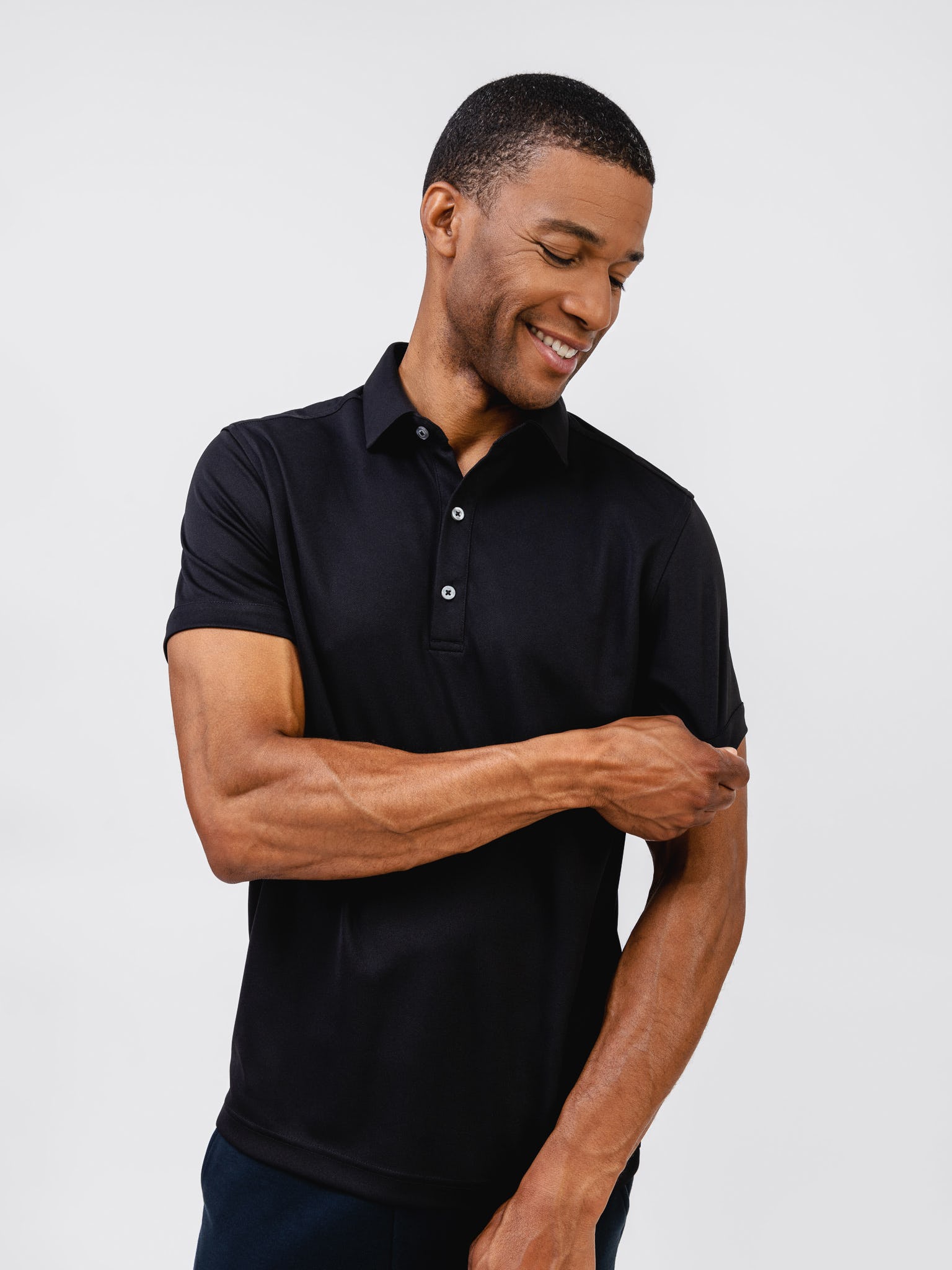 Wholesale,Ministry of Supply, Ministry of Supply Black 4 Way Stretch Short Sleeve Polo, Black, Large-43-TagL