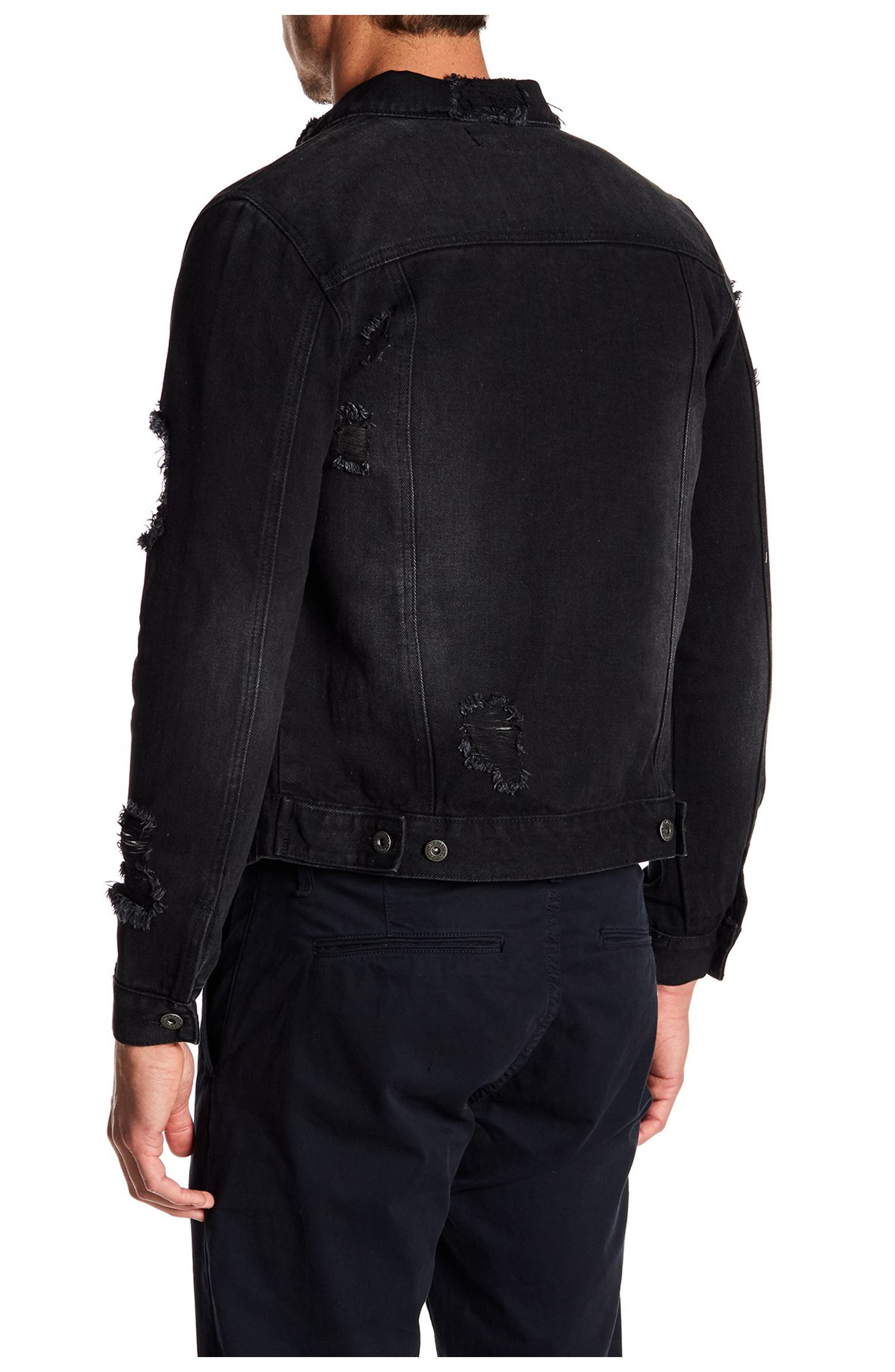 Nordstrom Rack, Request Black Distressed Denim Jacket, Black, Small-40-TagS