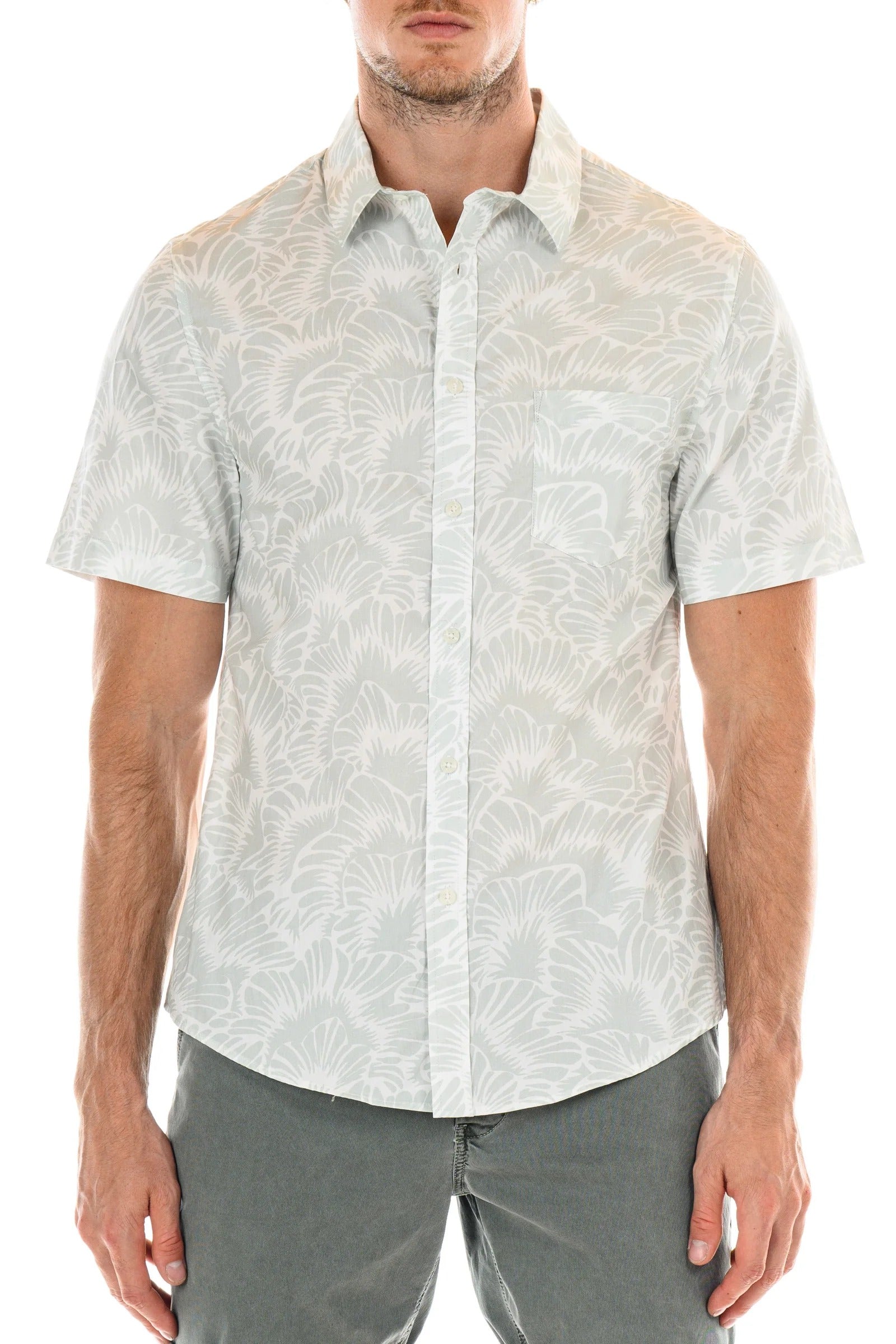 Wholesale,Original Paperbacks, Original Paperbacks Green Tropical Print Florence Shirt, Green, Medium-43-TagM