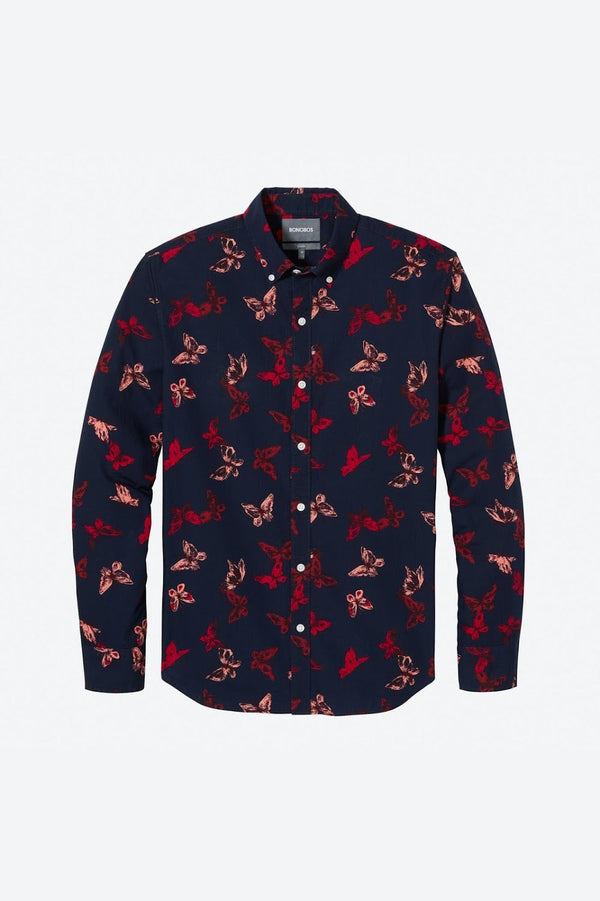 Bonobos Navy Butterfly Print Button Down Shirt