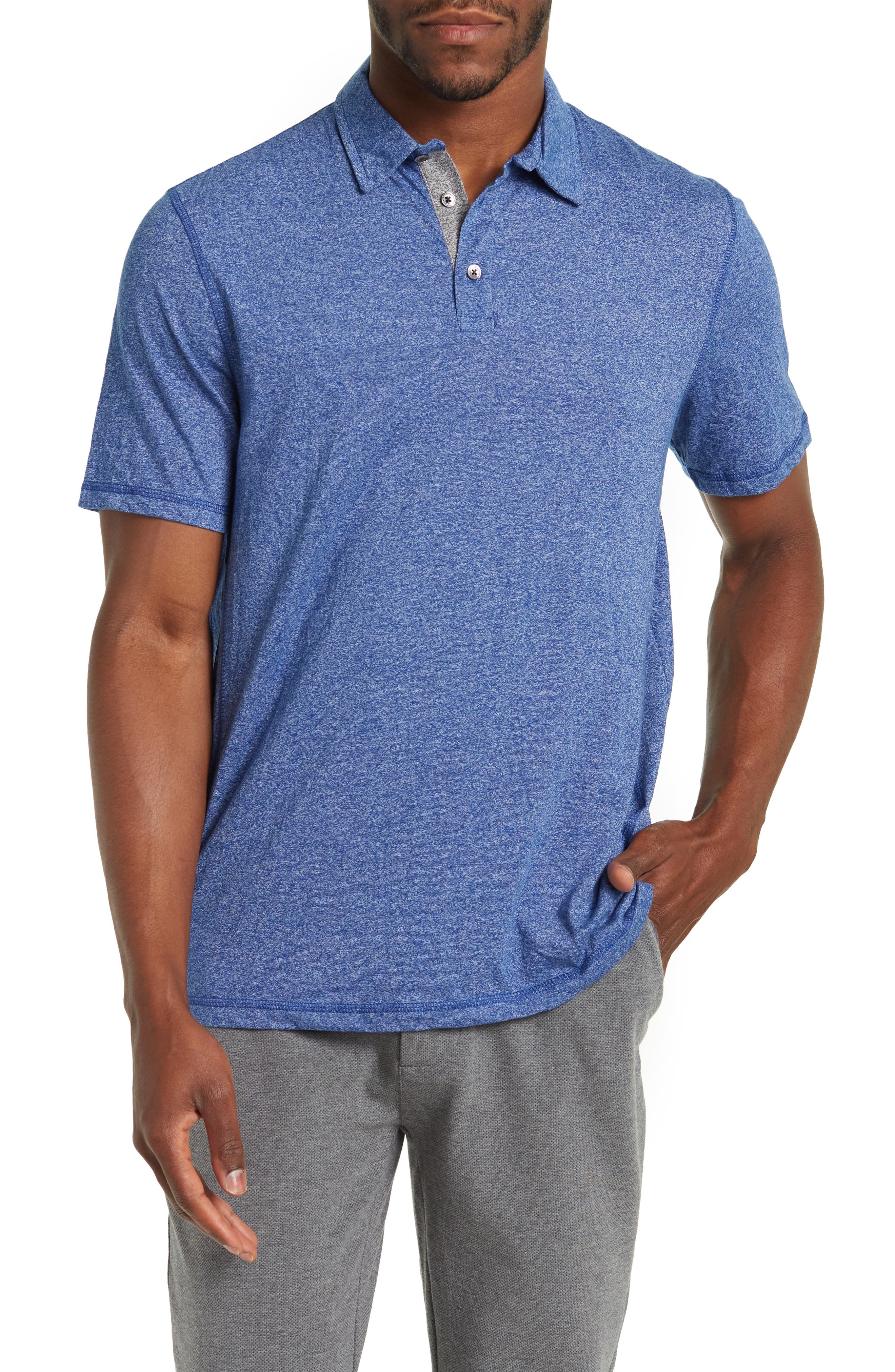 Nordstrom Rack, English Laundry Heather Blue Performance Polo, Blue, Medium-41-TagMSmall-38-TagSMedium-42-TagMLarge-46-TagL