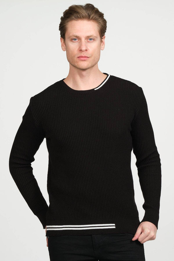 RNT 23 Black Long Sleeve Distressed Crewneck Sweater