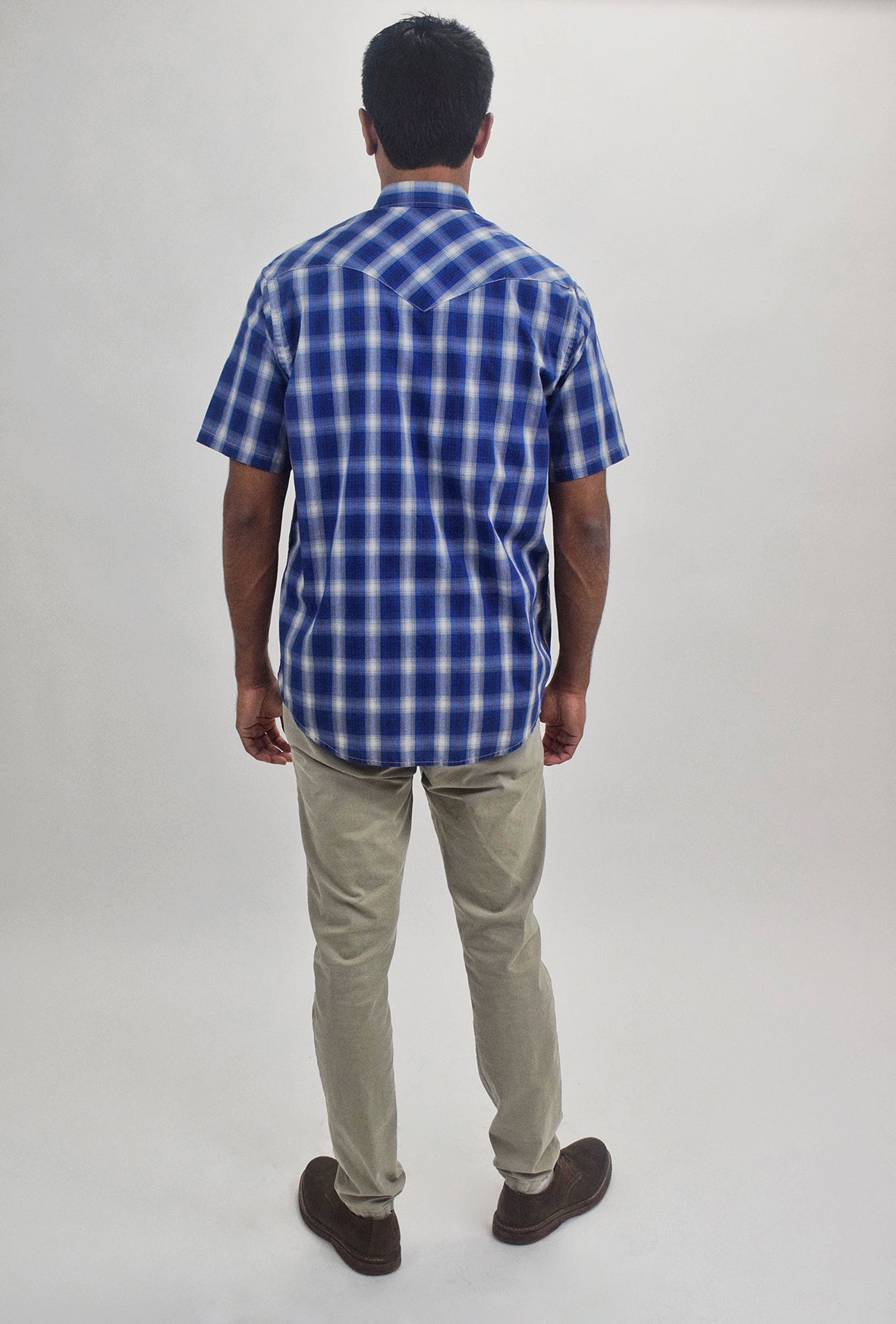 The RealReal,Pendleton, Pendleton Dark Blue Plaid Western Short Sleeve Button Up Shirt, Blue, Medium-45-TagM