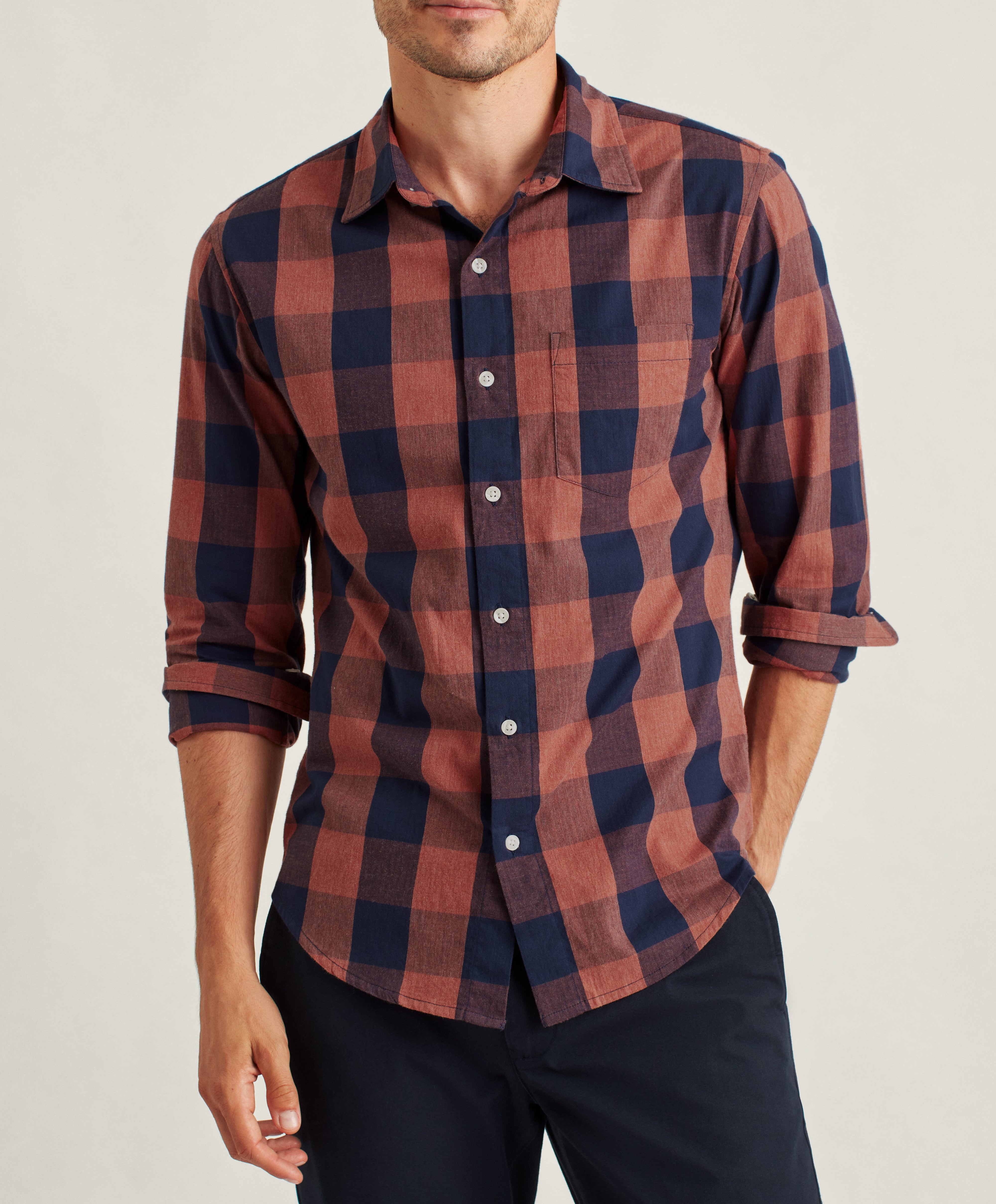 Wholesale,Bonobos, Bonobos Red Blue Stretch Slim Buffalo Check Flannel Shirt, Red, Extra Extra Large-51-TagXXL