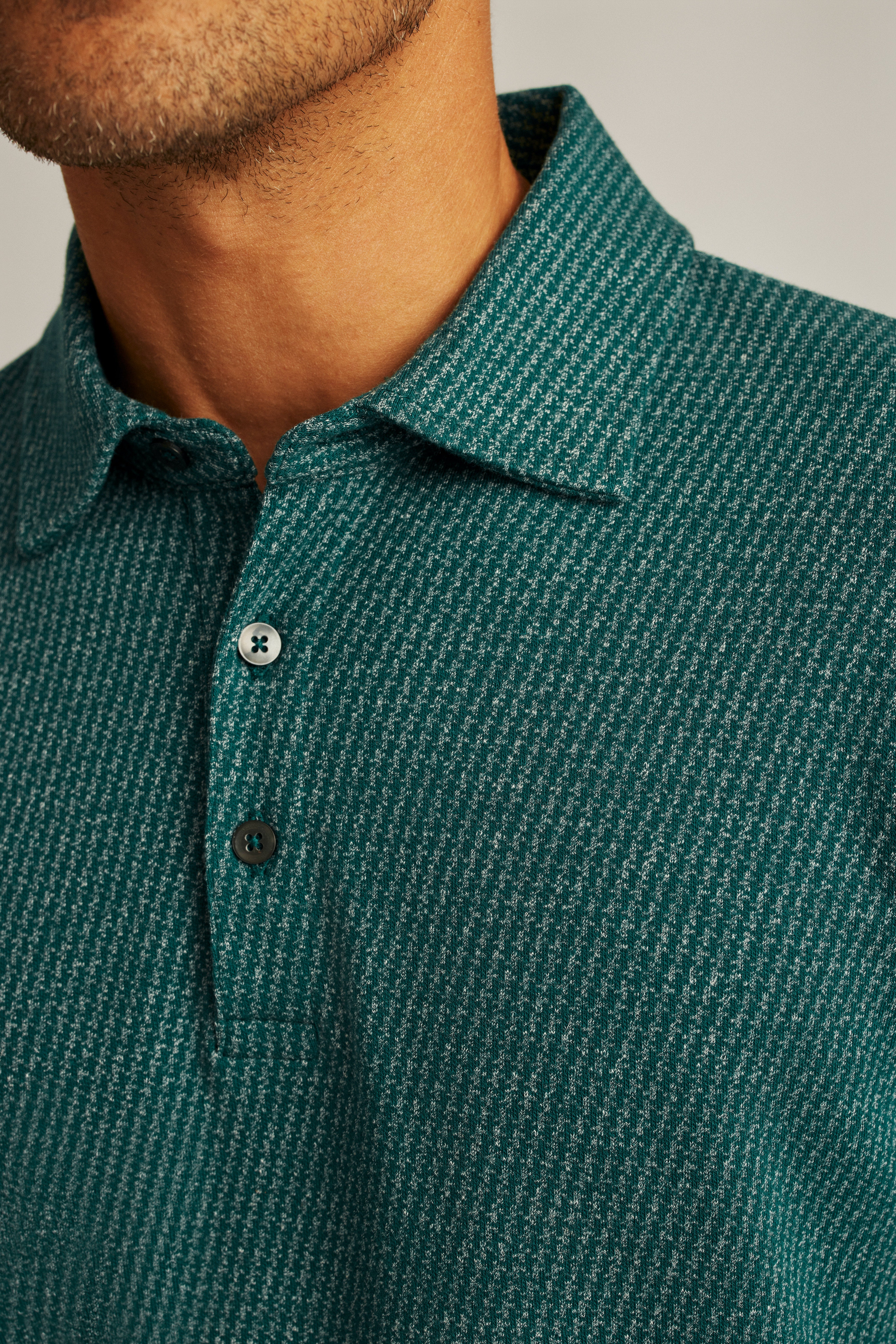 Wholesale,Bonobos, Bonobos Deep Teal Puppytooth Luxe Long Sleeve Polo, Green, Extra Large-47-TagXL