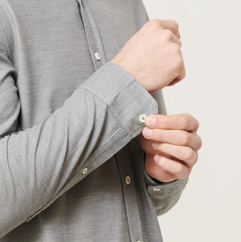 Western Rise Concrete Grey Merino Wool Button Down Shirt