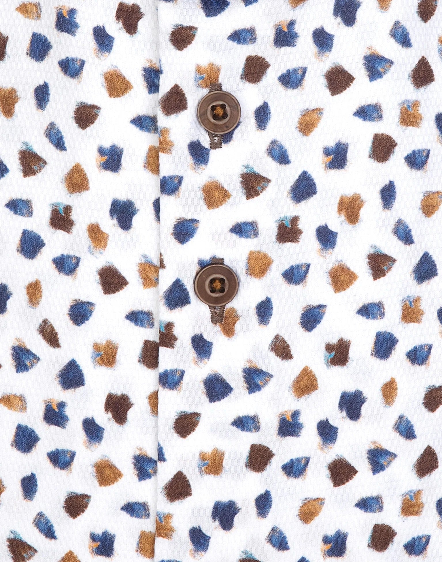 Brand Partner,R2 Amsterdam, R2 Amsterdam White Dobby Cotton Shirt with Blue Beige Print, White, Large-46-Tag42