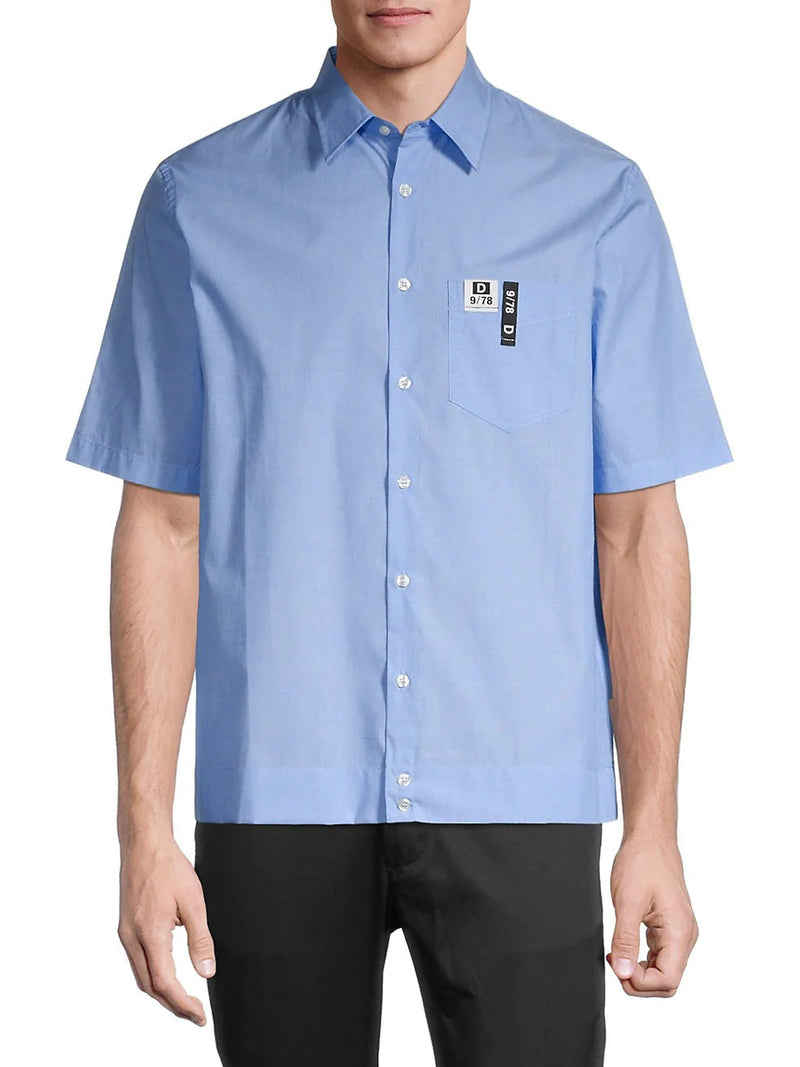 Diesel Blue Sporty Shortsleeve Button-up