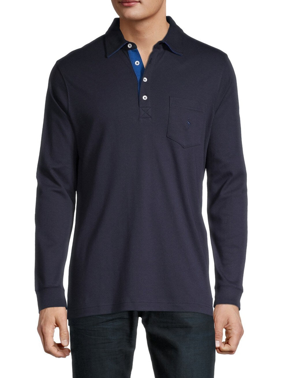 Saks Off 5th,TailorByrd, TailorByrd Blue Longsleeve Polo, Blue, Medium-42-TagM