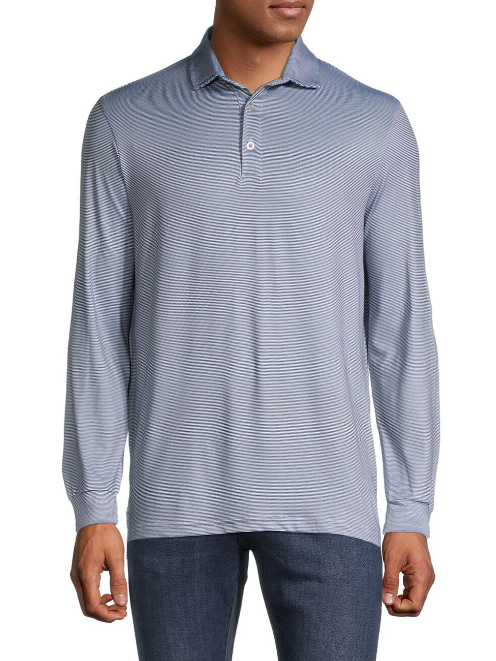 saksoff5th, TailorByrd Grey Longsleeve SPF 30 Protection Polo, Grey, Medium--TagM