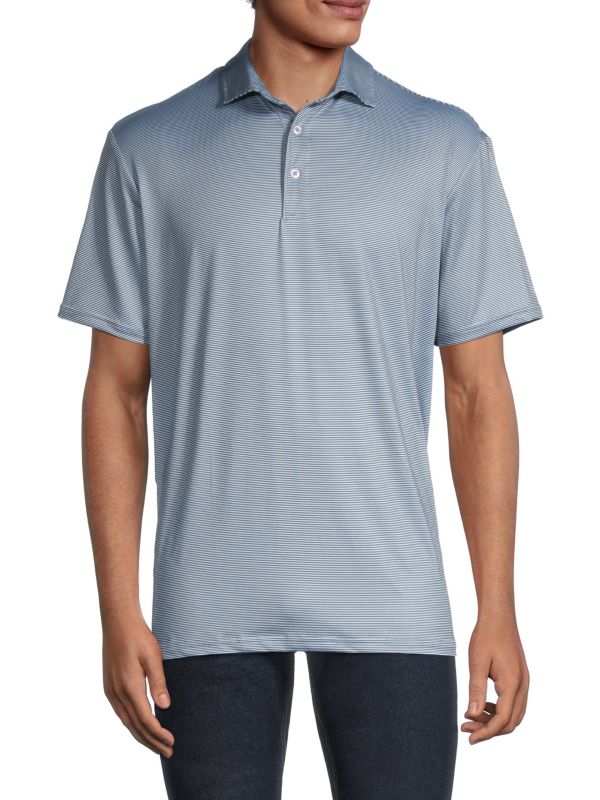 saksoff5th,TailorByrd, TailorByrd Grey Striped SPF 30 Protection Polo, Grey, Large-44-TagL