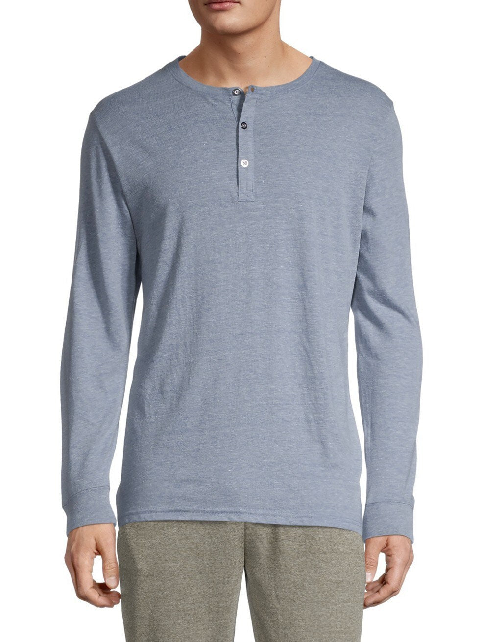 Saks Off 5th,Threads 4 Thought, Threads 4 Thought Light Blue Heathered Long Sleeve Henley, Blue, Medium-41-TagM