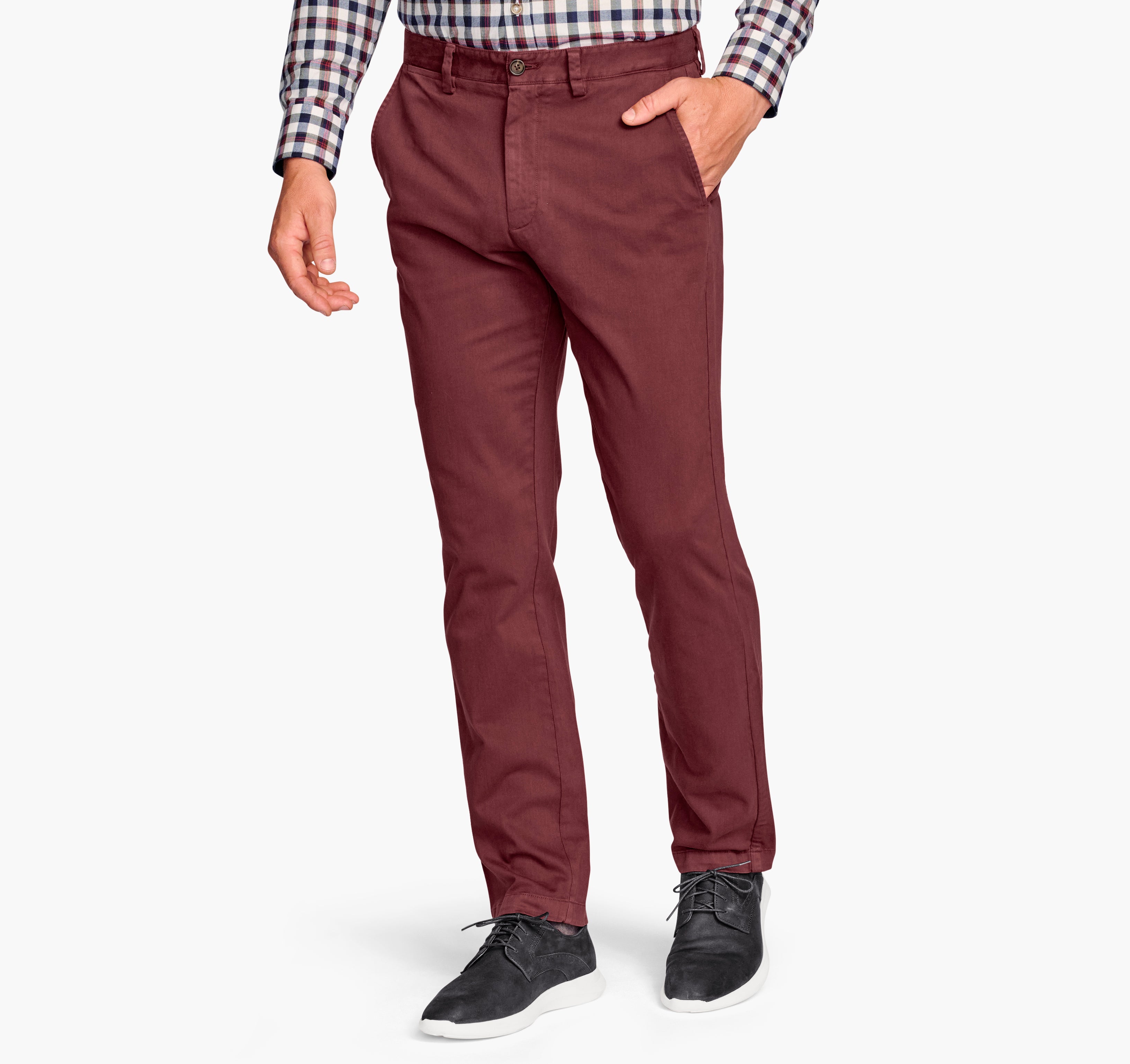 Wholesale,Johnston & Murphy, Johnston & Murphy Maroon Washed Straight Leg Chino, Red, 41W-32L-Tag40