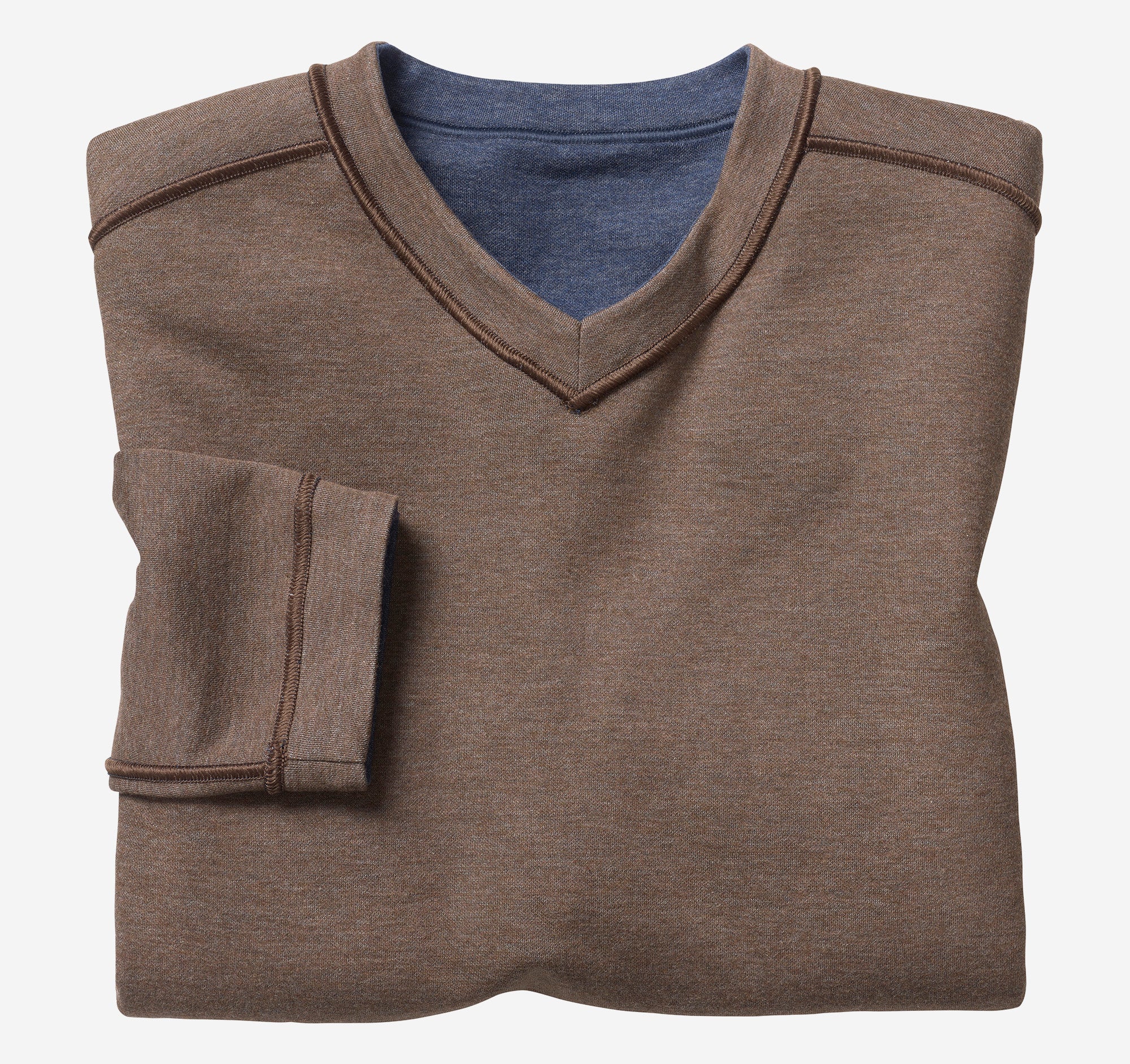Wholesale,Johnston & Murphy, Johnston & Murphy Navy/Brown Reversible V-neck Sweatshirt, Blue, Extra Large-46-TagL