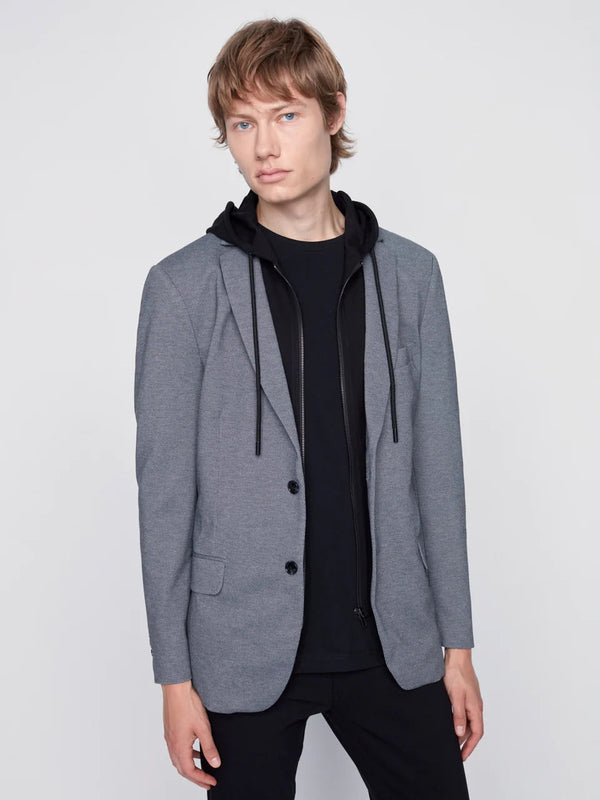 Projek Raw Grey Long Sleeve Blazer With Black Removable Hood
