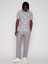 Projek Raw Grey/White Floral Linen Blend Short Sleeve Shirt