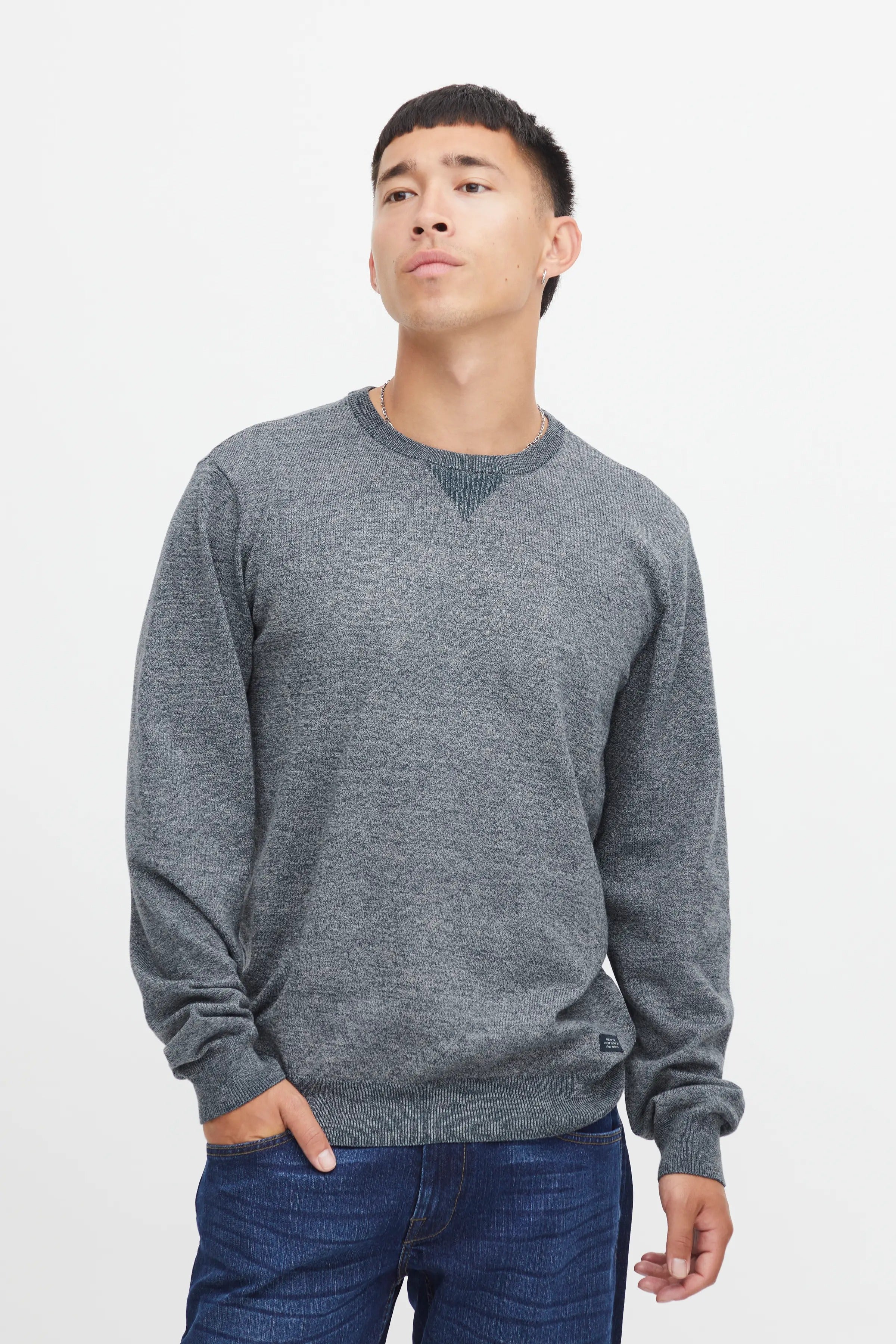 Other,Blend, Blend Navy Knit Relaxed Crewneck Sweater, Blue, Large-44-TagL