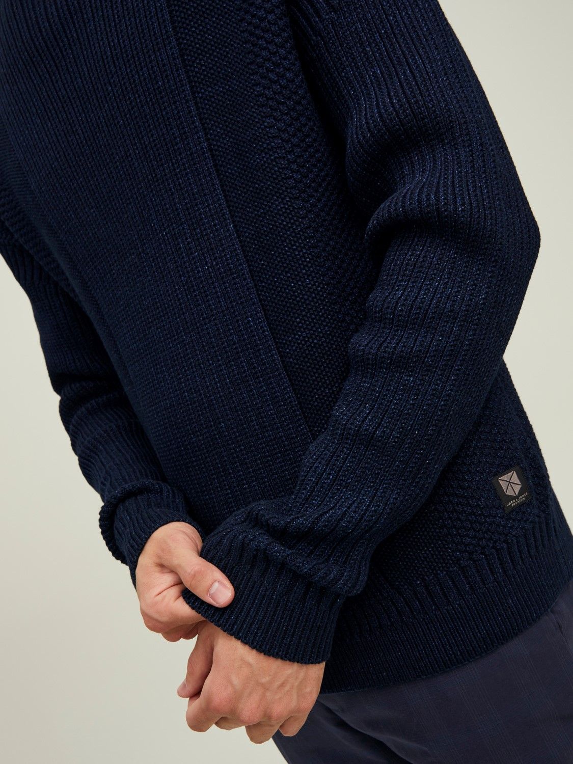 Wholesale,Jack & Jones, Jack & Jones Indigo Blue Knit Crew Neck Sweater, Blue, Medium-42-TagL