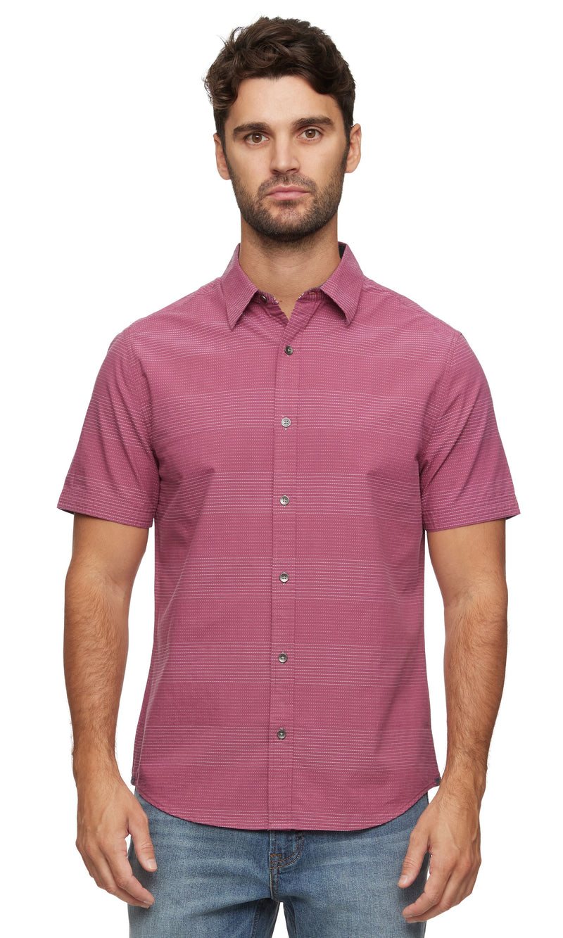 Flag & Anthem Mauve Monroe Dobby Stripe Short Sleeve Woven Shirt