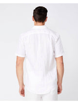 Merlino Street White Linen Short Sleeve Button Shirt