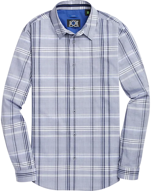 Men's Wearhouse,Joe Joseph, Joe Joseph Abboud Light Blue Plaid Slim Fit Button Up Shirt, Blue, Medium-42-TagM