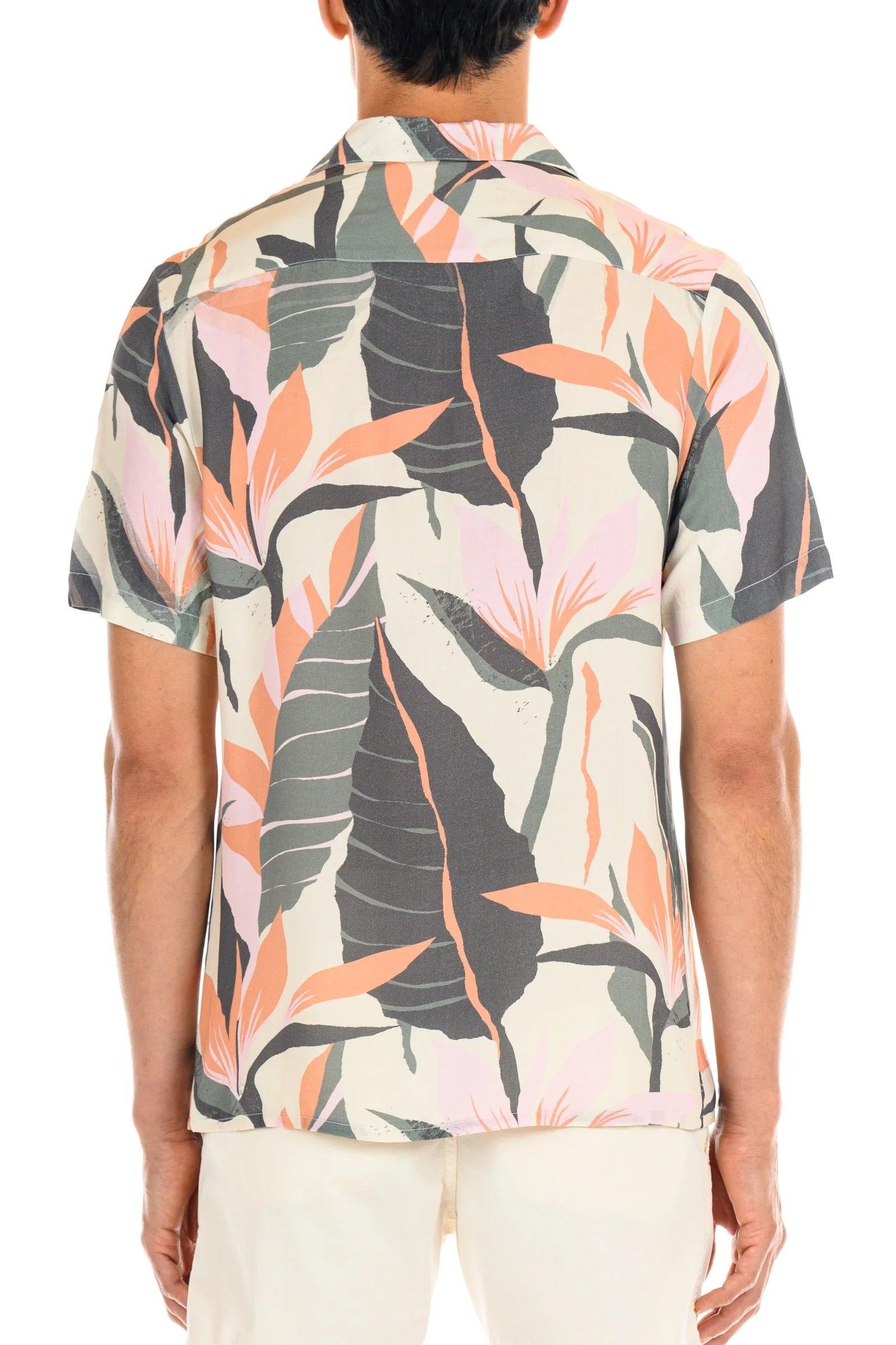 Wholesale,Original Paperbacks, Original Paperbacks Cream/Green Tropical Print Rio Shirt, Cream, Extra Large-47-TagXL