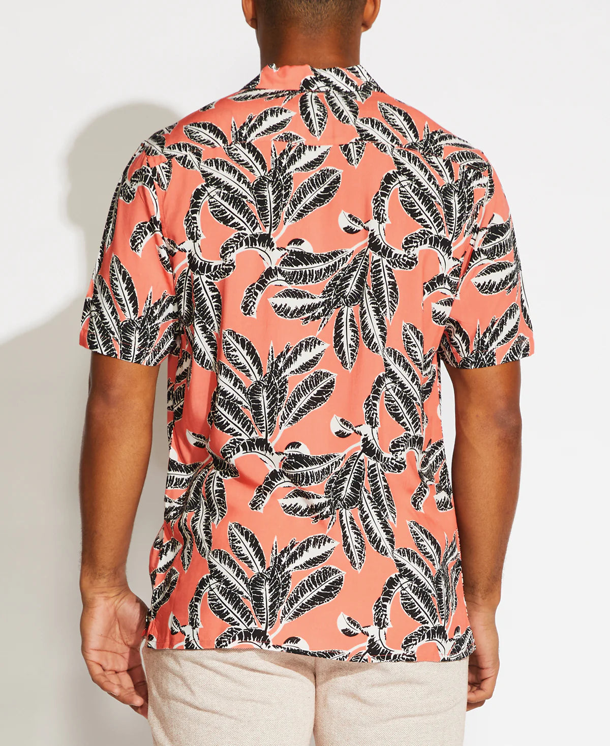 Wholesale,Civil Society, Civil Society Bright Pink With Black Leaf Print Short Sleeve Button Up Shirt, Pink, Large-46-TagL
