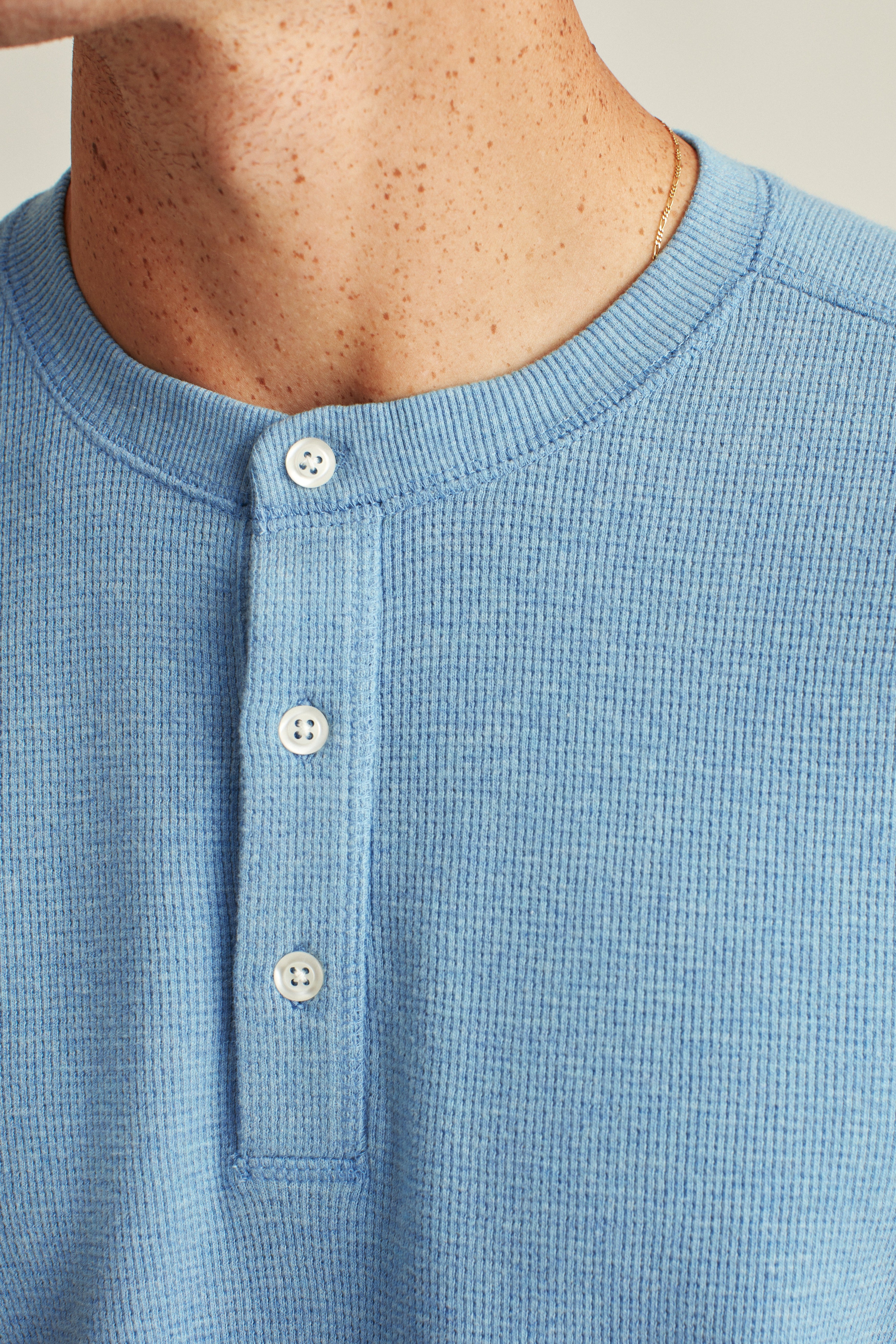 Wholesale,Bonobos, Bonobos Heather Cyan Textured Long Sleeve Henley, Blue, Large-45-TagL