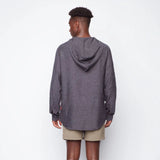 Public Beach Charcoal Linen Blend Long Sleeve Shirt with Hood